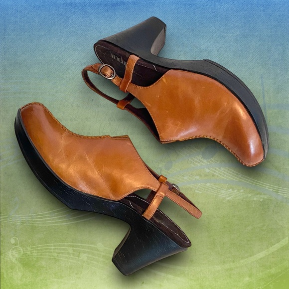 Indigo by Clarks Leather Split Seam Platform Mules Clogs Heels Slingback SZ 6M - Picture 2 of 11